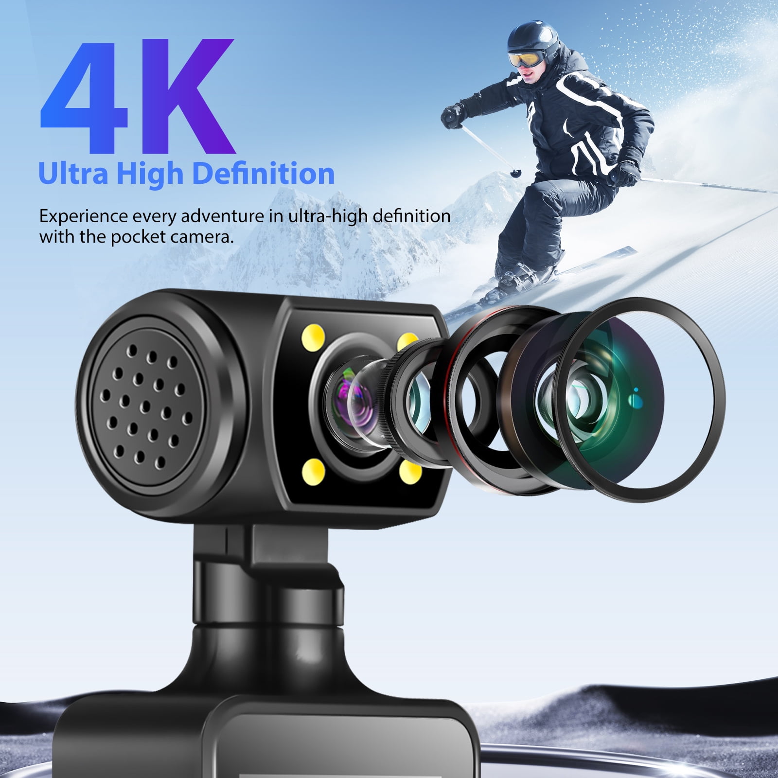 Mini Body Camera with Video: 4K Action Camera, Small Cameras for Vlogging, Pocket Portable Cam with Back Clip, Daily