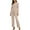 Beige, variant on Suit Sets Women 2 Piece Outfits Business Casual Matching Clothes Long Sleeve Lapel Collar Dress Shirt with Pockets formal Suit Trousers Breathable Wide Leg Pants Ladies Office Workwear