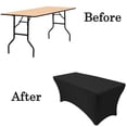 thumbnail image 2 of 6FT Spandex Table Cover Fitted Rectangular Tablecloth Stretchable Fabric Lycra Tablecloth 6 ft Wrinkle-Free for Party Dj Tradeshows Banquet Weddings Cocktail, 3 Pcs(red,white,black), 2 of 5