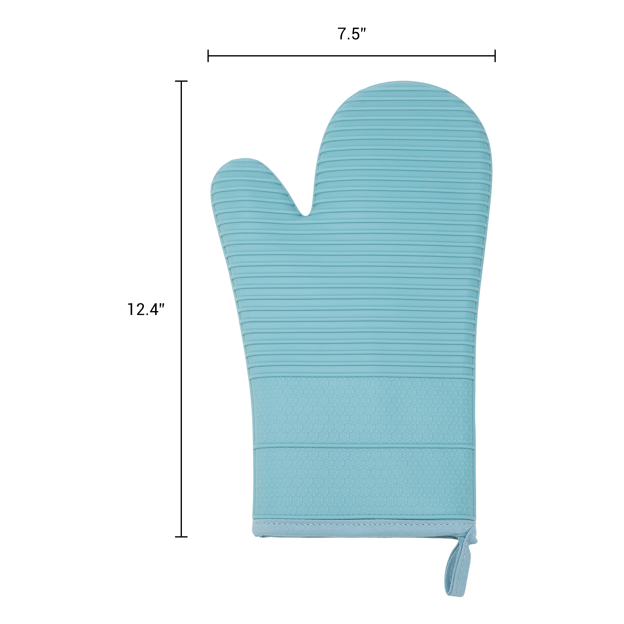 Unique Bargains Soft Oven Mitts Heat Resistant Cooking Gloves Sky Blue 12.4x7.5inch