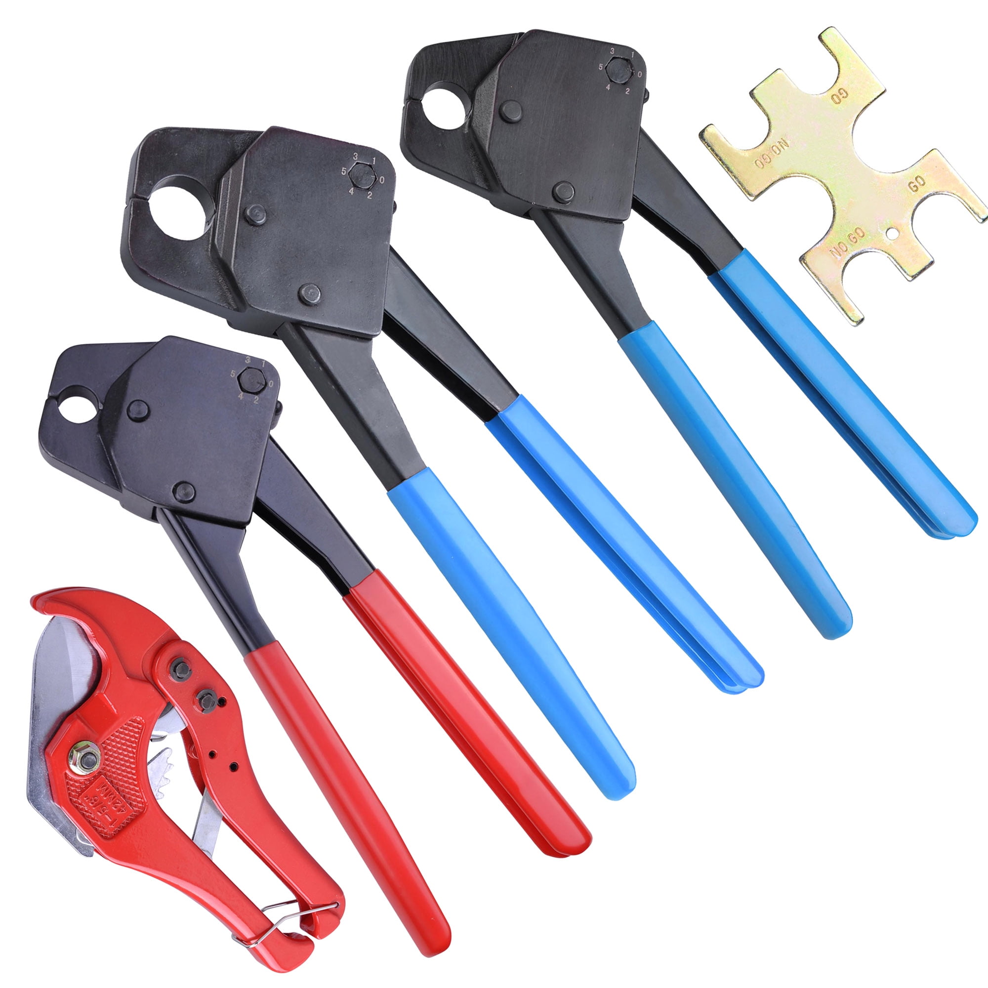 IWISS Combo Angle Head PEX Pipe Crimping Tool Kits Used for 1/2" & 3/4" Pex 