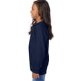 thumbnail image 2 of Hanes Kids' Garment Dyed Long Sleeve T-Shirt Navy XS, 2 of 8