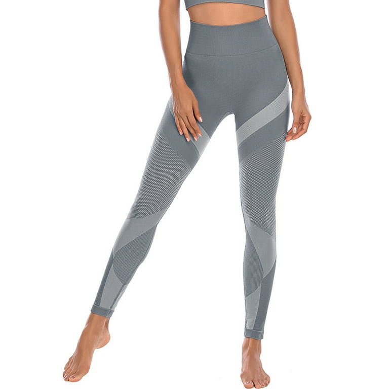 Activewear High Waisted Black and Grey Color Mesh Workout Leggings