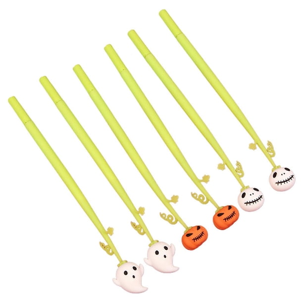 6-Pack Halloween Gel Ink Pens Pumpkin Ghost Gel Pen 0.5 mm Non-Slip for Writing Journal Note School Supplies