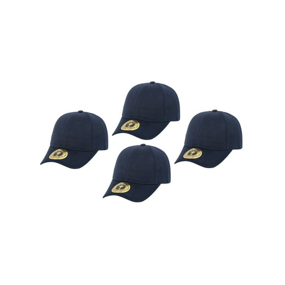 Top Headwear Structured Adjustable Baseball Hat, Navy 4 pack