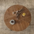 thumbnail image 4 of 33.86" Modern Retro Splicing Round Coffee Table, Fir Wood Top with Black Cross Legs Base, 4 of 5