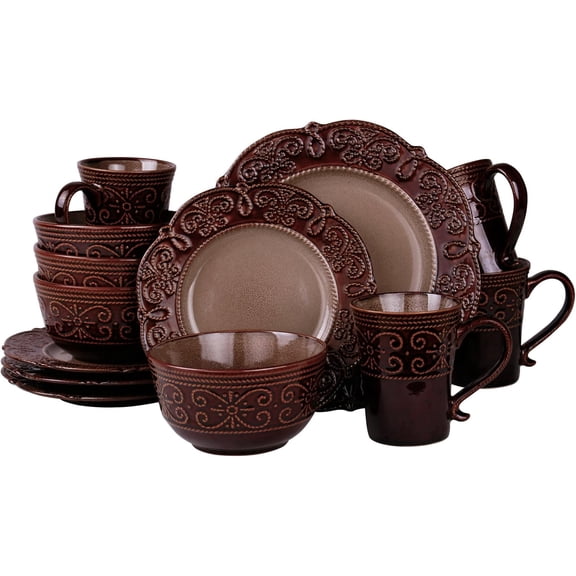 Naina 16 Piece Double Bowl Stoneware Dinnerware Set