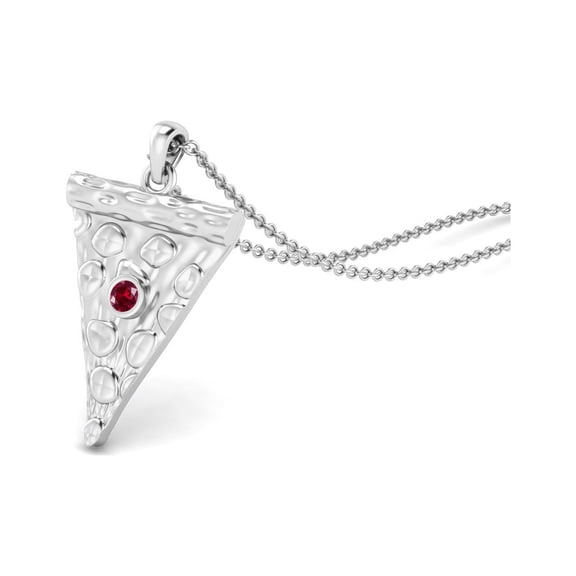 925 Sterling Silver 3mm Round Ruby Trillion Shape Women Valentines Day Gifts Necklace