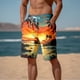 thumbnail image 1 of WILLBEST Pantalones Cortos Deportivos para Hombre, Pantalones de Playa para Hombre con Estampado 3D de Cocoteros y Puesta de Sol, Pantalones Cortos Casuales para Playa, 1 of 4
