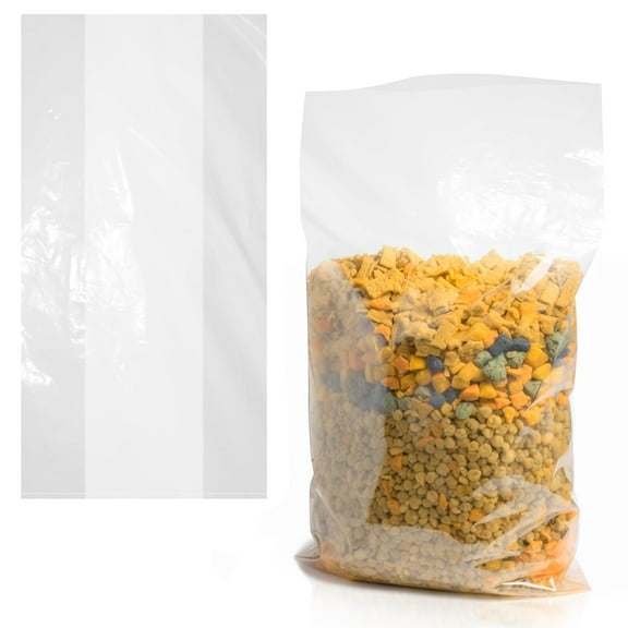Clear Gusseted Plastic Food Bags, 2 Mil Thick Poly Produce, 350 Count, 16 x 14 x 36 in
