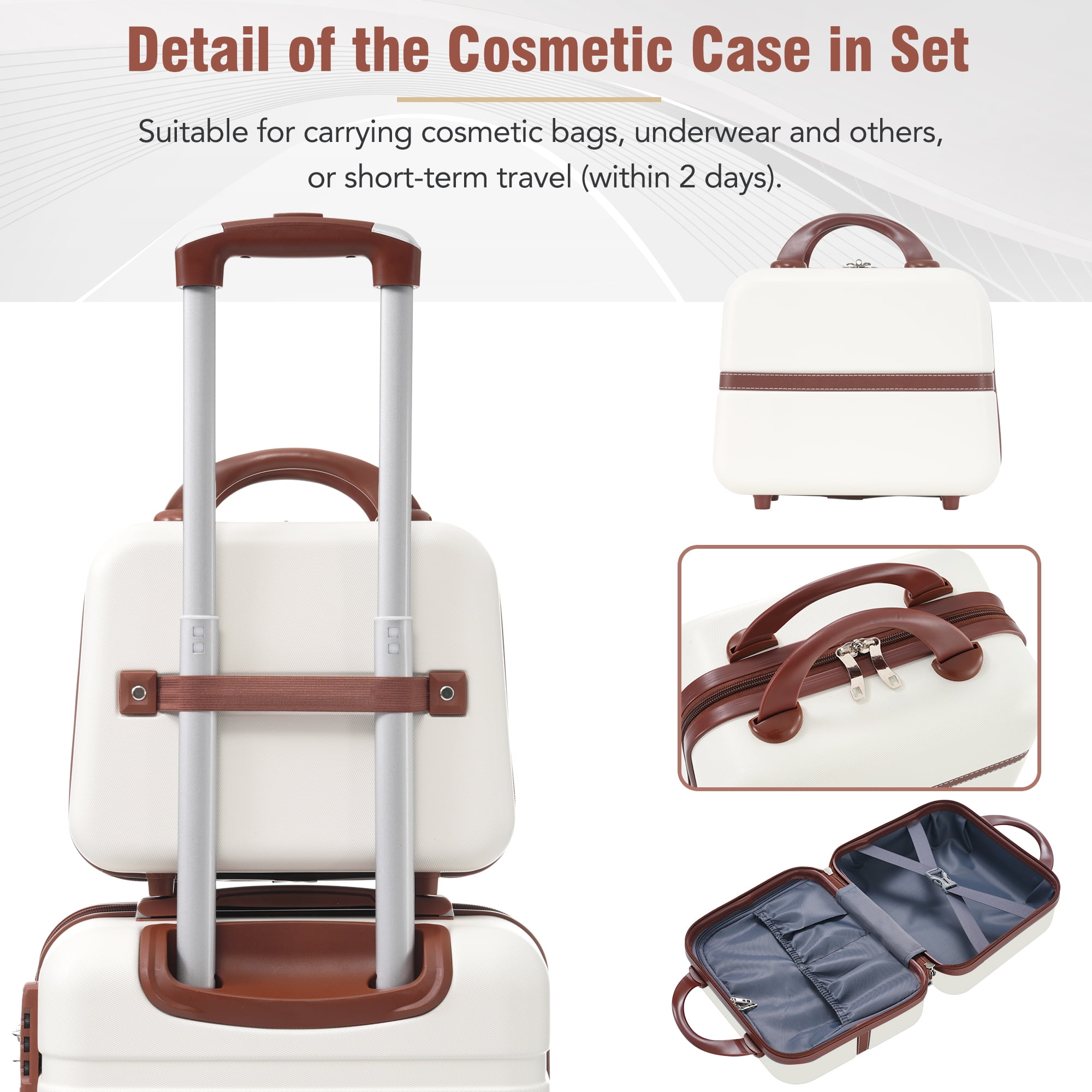 MAYEERTY 4-Piece Retro Hardshell Luggage Set with TSA Lock for Travel, 20"+24"+28"Lightweight Suitcases & Cosmetic Case