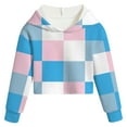 thumbnail image 4 of mgoYE Hoodie for Teenager Girls Crop Tops Kids Hoodies Cute Plaid Color Block Shirts Long Sleeve Cropped Casual Pullover Fashion Sweatshirts|Blue 12-13 Years, 4 of 4
