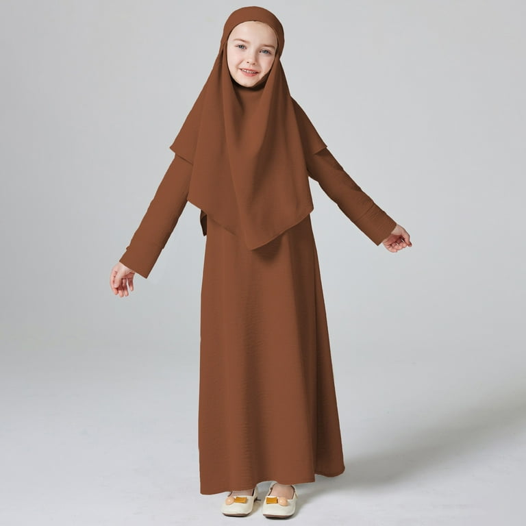 FAOWME Dresses for Baby Girl Summer Crewneck Long Sleeve Prayer Hijab Abaya  Cute Trendy Tulle Dress Kids - Walmart.com