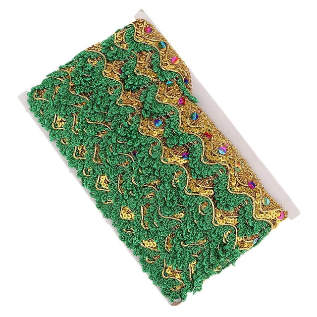 Wosthever x35mm Sequin Lace Edge Trims Ribbon DIY Sewing Fabric Tela de costura y artesanía verde 13m