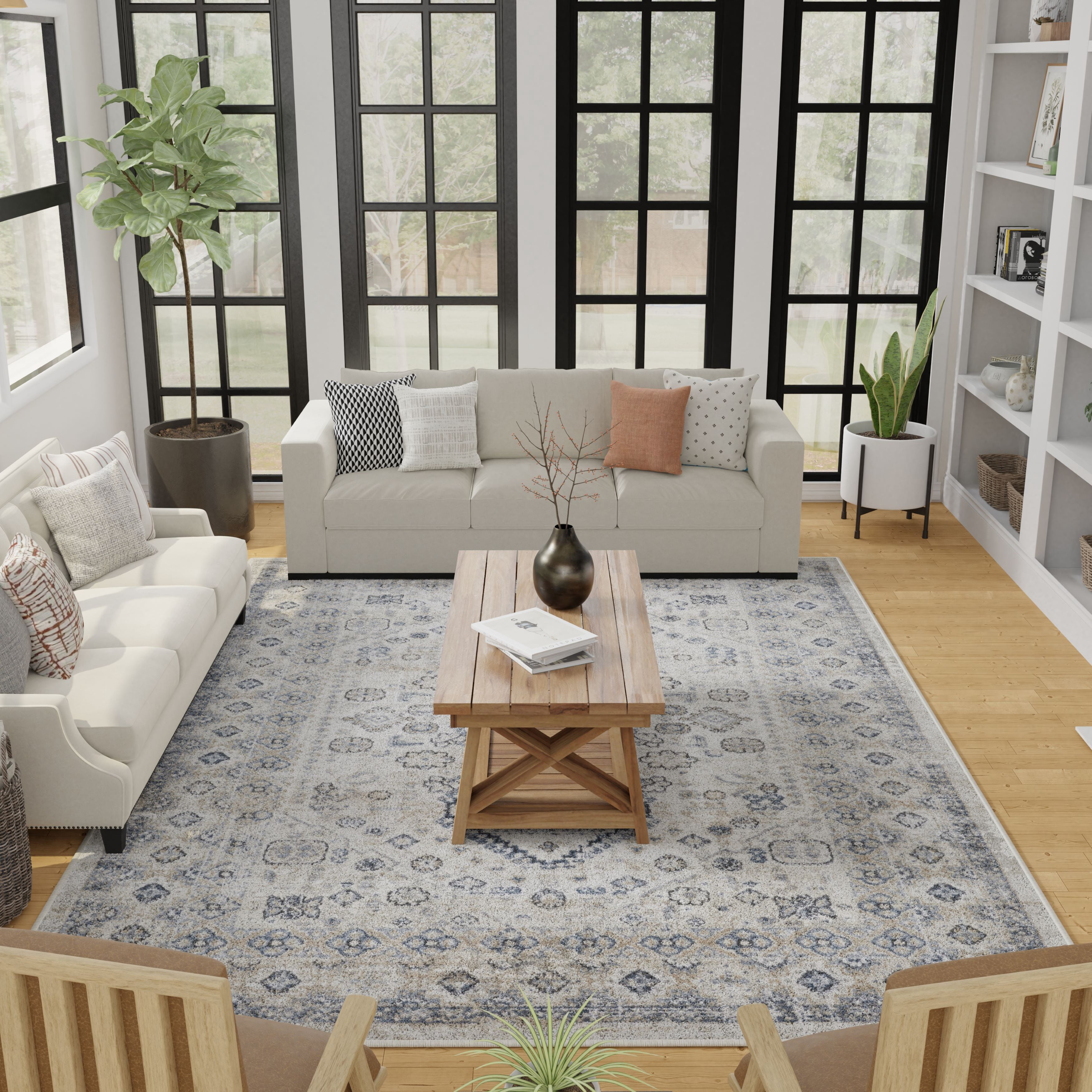 Loomaknoti Kehleigh Awester 5' x 7' Blue Oriental Indoor Area Rug