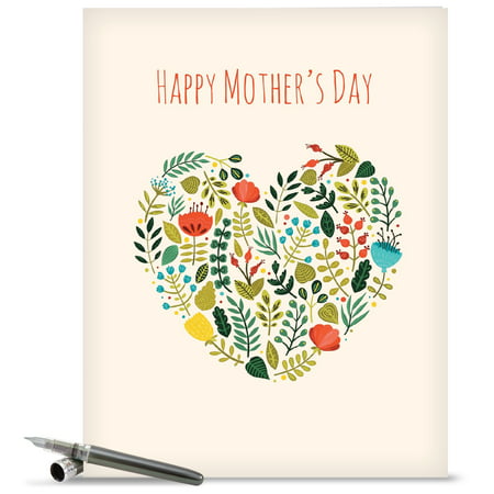 J2364KMDG Extra Large Mother's Day Greeting Card: 'Grateful Greetings' Featuring Image of Sweet Floral Sprays Surrounding The Words Happy Mother's Day Greeting Card with Envelope by The Best Card