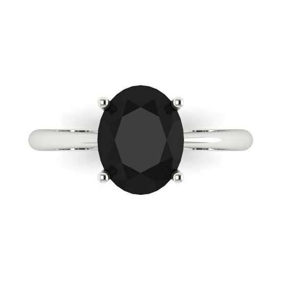 Solitaire Engagement Ring for Women - 2.5ct Natural Onyx in 14K White Gold Promise Ring