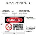 thumbnail image 2 of (2 Pack) Diesel Fuel Flammable No Smoking OSHA Danger Sign 24 Inch X 18 Inch Indoor / Outdoor Rust-Free Aluminum Metal Signs for Workplace, Workshop, and Construction Site, Made in the, 2 of 8