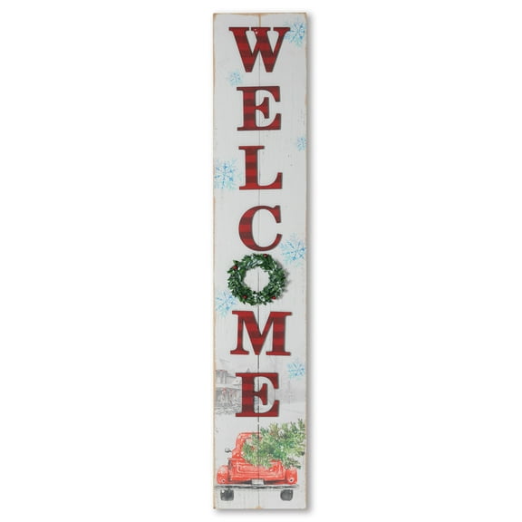 Gerson 46.75-in H Wood -in Welcome-in Truck Porch Sign w/ Pine Wreath