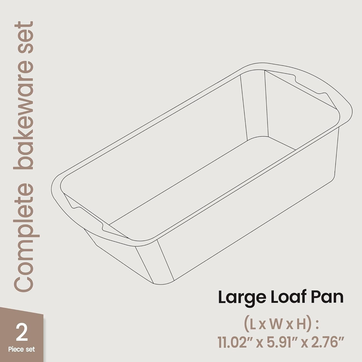 Nonstick Loaf Pan Set pack of 2, 10.2" & 11" Large Baking Bread Pan, Oven Safe Up to 450°F, Space Saving Stackable Design, Stain Resistant, Dishwasher Friendly, White Marble