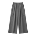 thumbnail image 5 of Bxsruta Women's Cargo Pants Wide Leg Relaxed Fit Cropped Trousers Casual Summer Everyday Wear, 5 of 5