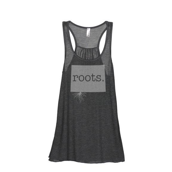 Thread Tank Home Roots State Wyoming WY Women's Sleeveless Flowy Racerback Tank Top Charcoal Small