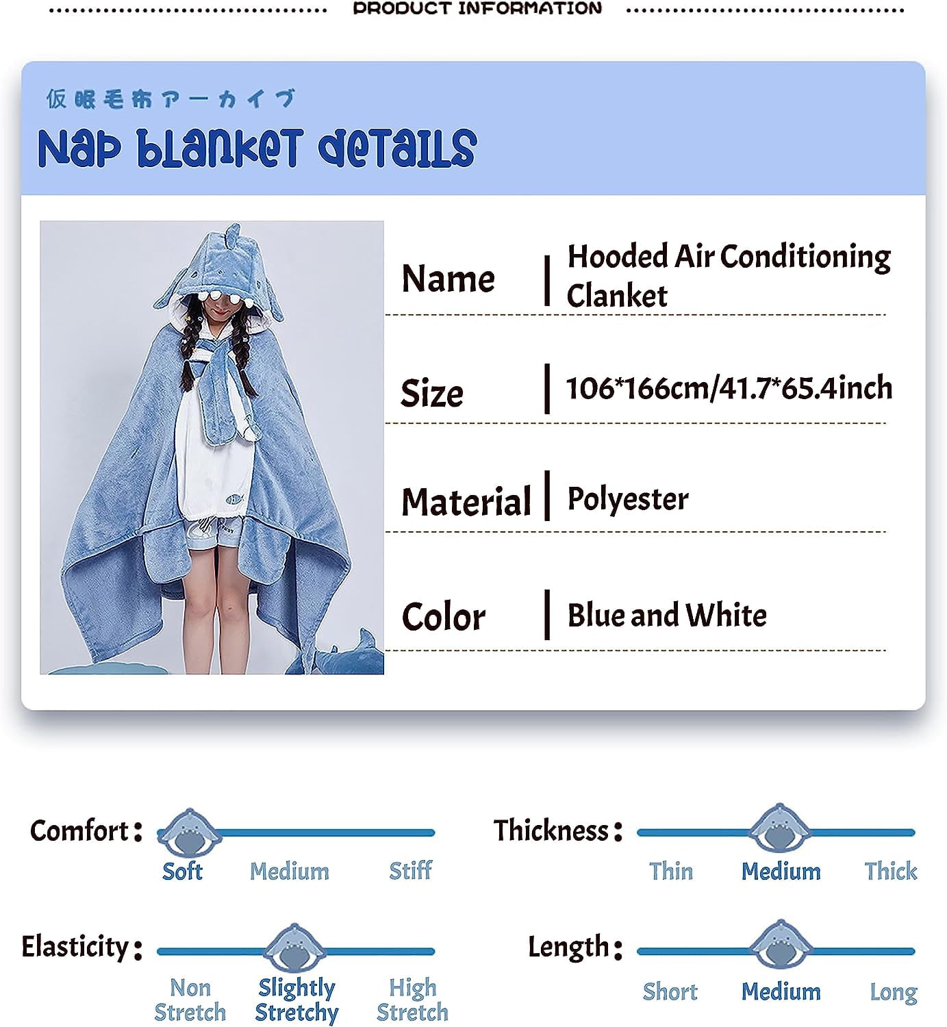 Shark Blanket Adult Wearable Shark Blanket, Super Soft Cozy Shark Shawl Cape Type Hooded Robe Air Conditioning Blanket Nap Blanket Pajamas 42x65 inch