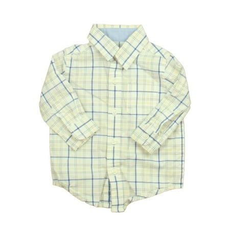 

Pre-owned Janie and Jack Boys Blue | White Plaid Button Down Long Sleeve size: 3-6 Months