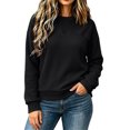 thumbnail image 7 of IUYRTFE Women's Round Neck Waffle Knit Long Sleeve Pullover Solid Color Casual Top with Seam Detail, 7 of 7