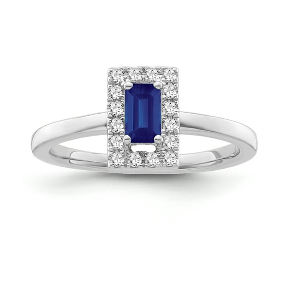 Araiya Fine Jewelry Sterling Silver Diamond and Blue Sapphire Halo Ring (1/8 cttw, I-J Color,I2-I3 Clarity) Size 7
