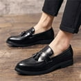 thumbnail image 5 of Men's Leather Tassels Slip-On Loafers Classic Penny Flats Smoking Loafers for Business Casual Dress Prom Party, 5 of 7