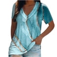 thumbnail image 1 of Camiseta de manga corta con cuello en V estampada informal para mujer a la moda Fridja bn5684, 1 of 5