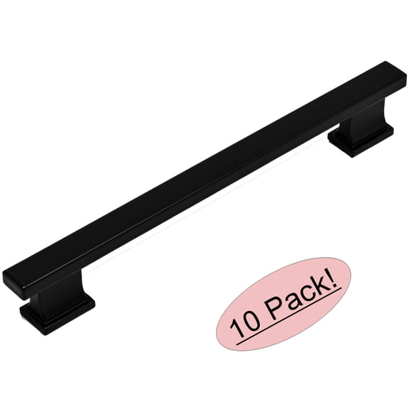 10 Pack - Cosmas 702-160FB Flat Black Contemporary Cabinet Hardware Handle Pull - 6-5/16" Inch (160mm) Hole Centers