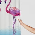 thumbnail image 3 of Orinice  Animal Shower Curtain, 2 Hand Drawn Flamingos in Pink Colors on Seaside Tropical Wildlife Art Printed, Cloth Fabric Bathroom Decor Set with Hooks,  60x72, 3 of 7