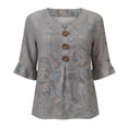 thumbnail image 4 of Gray Shirts for Womens 3/4 Sleeve Fall Slim Fit Basic Shirt Layer for Office, 4 of 4