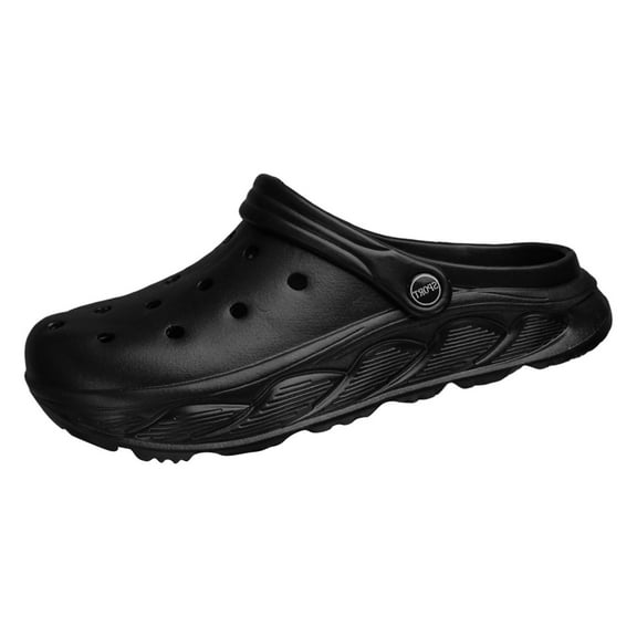 Ediodpoh Men's New Hole Shoes Summer Half Toe Breathable Baotou Drag Outside Wear Beach Shoes Men's Sandals Sandals Drag Men Slippers Black 9