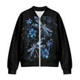 thumbnail image 4 of DISNIMO Dragonfly Floral Printed Jackets for Women Casual Sweatshirts Long Sleeve Outwear Cardigans Sweatshirts for Fall Winter, S, 4 of 7