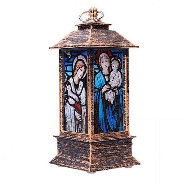 Linterna de Jesús,Linterna de Jesús Velas navideñas Linternas Luz,Escena cristiana Adornos de lámpara LED Religiosos,Árbol de Navidad Decoraciones para el hogar colgantes Decoración