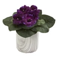 thumbnail image 3 of Nearly Natural Gloxinia Artificial Plant in Marble Finished Vase (Set of 2), 3 of 3