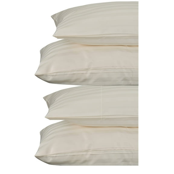 Just Linen 500 TC 100% Egyptian Quality Cotton Striped Solid Color, Value Pack of 4 Queen Pillow Cases