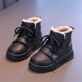 thumbnail image 2 of Otqutp Girls Snow Boots Winter Faux Fu𝗿 Lined Sherpa Plush Ankle Boots Kids Waterproof Pu Leather Platform Hiking Shoes, 2 of 5
