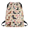 thumbnail image 1 of Xoenoiee Dachshund Floral Print Drawstring Backpack for Men Women, Waterproof Gym Bag Sackpack Sports Bag Draw String Backpacks for Cycling Basketball Soccer Yoga, 1 of 8