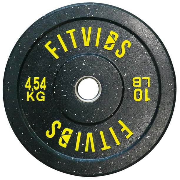 Fitvids Olympic Bumper Plate Weight Plate with Steel Hub, 10 lbs Single