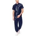 thumbnail image 2 of vastwit Men Plastic Oversized Shirts Pants Set Waterproof Two-piece Outfit Sweat Suit Jogging Sportswear Dark Blue XXL, 2 of 7