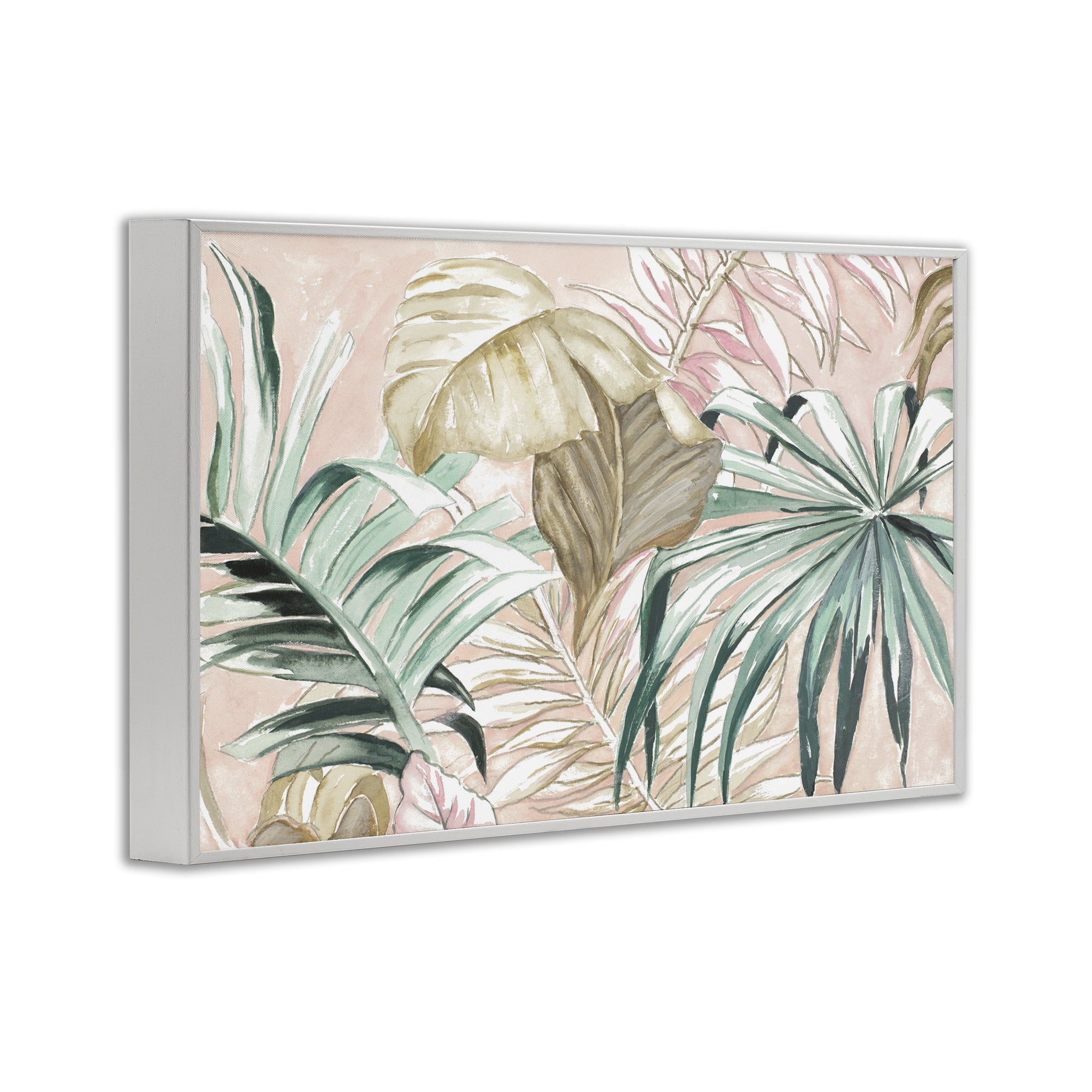 Stupell Industries Soft Tropical Leaves Botanical & Floral Painting White Framed Art Print Wall Art, 30 x 20