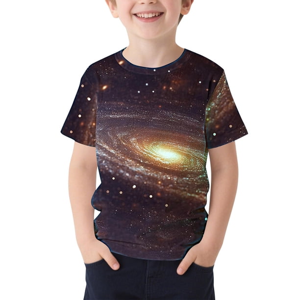 Camiseta de manga corta crop top estilo niños estrella impresión cuello redondo casual para chicos chicas chicos camiseta de manga corta