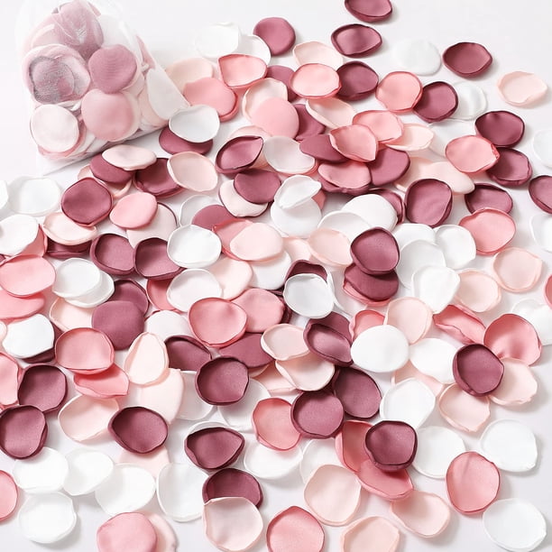 Pétalos de rosa de seda Serwalin, 500 unidades, mezcla rosa para bodas