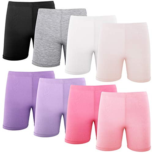 Hollhoff 8 Pack Girls Dance Shorts Bike Shorts Breathable Safety Active Under Dress Shorts for Playgrounds Yoga Gymnastics