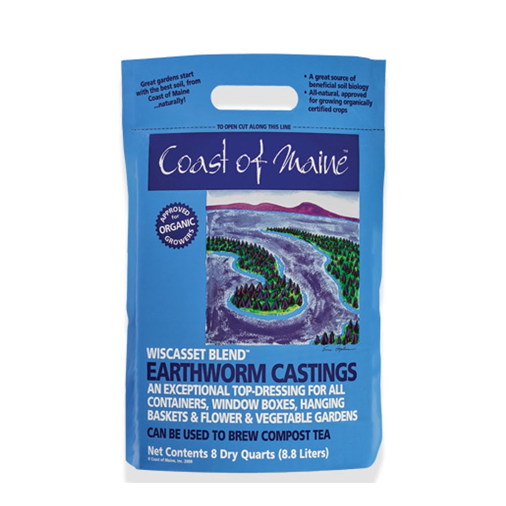 Coast of Maine Wiscasset Blend Earthworm Potting Soil, 8 Quart Bag (2 Pack)