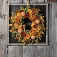 thumbnail image 5 of Artificial Leaf Wreath for Front Door Home Decor Large 22 Inch Handmade Wreath for Indoor Outdoor Wall Decoration Seasonal Display, 5 of 8
